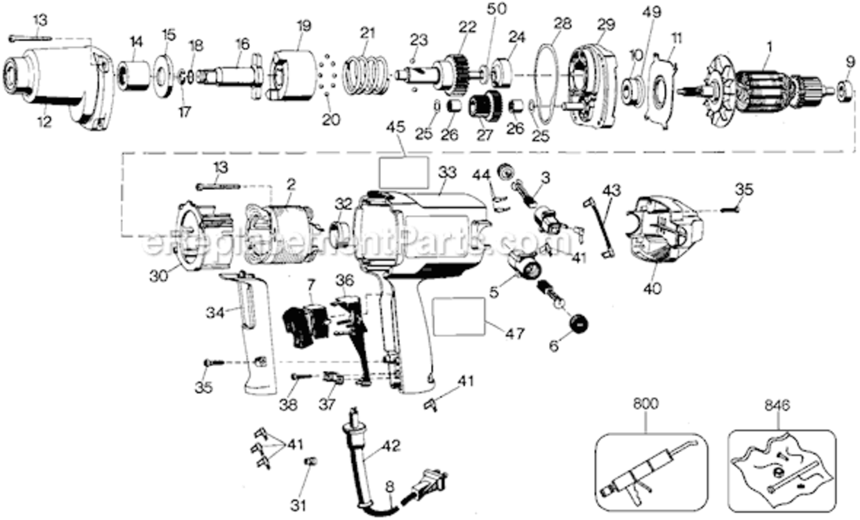 Page A Diagram and Parts List for 6513 Type 101 Black and Decker Impact Driver